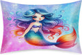 Mermaid Beautiful Rainbow Satin Silk Pillowcase for Hair and Skin Pillow Cases Queen Size Soft Silk Pillow Case with Envelope Closure…