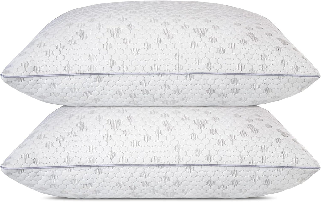Himoon Shredded Memory Foam Pillows, Medium Firm King Size Pillows 2 Pack, Couples Bed Pillows for Side Back Stomach Sleepers Set of 2 2 Pac…