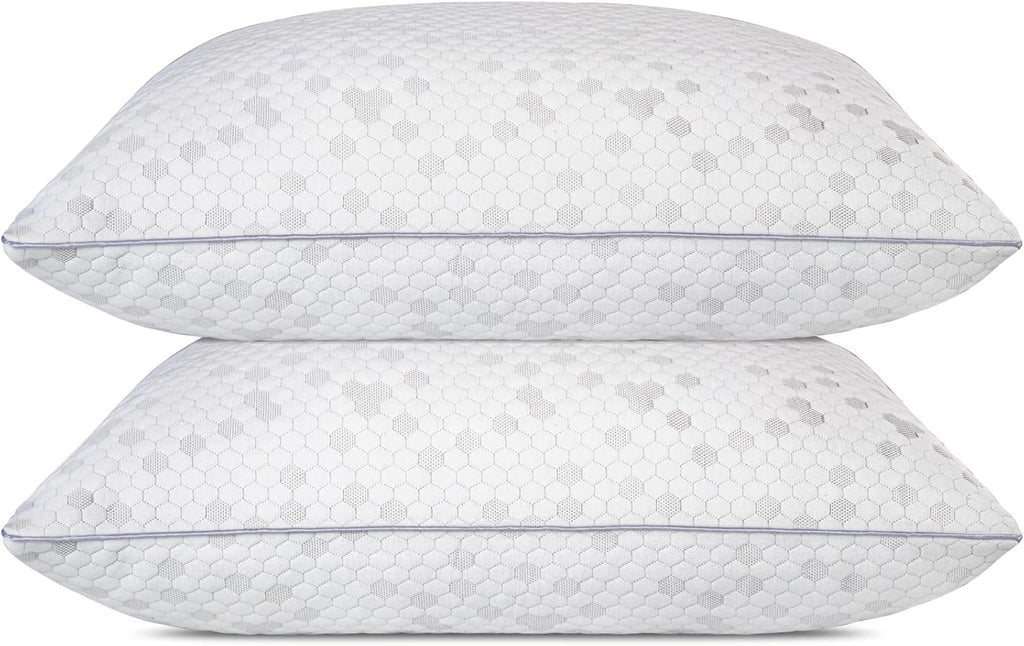 Himoon Shredded Memory Foam Pillows, Medium Firm Queen Size Pillows 2 Pack, Couples Bed Pillows for Side Back Stomach Sleepers Set of 2 2 Pa…