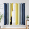 Estelartextiler Estelar Textiler Navy Blue and Yellow Blackout Curtains 63 Inch Length 2 Panels Set, Full Room Darkening Grommet Ombre Curt…