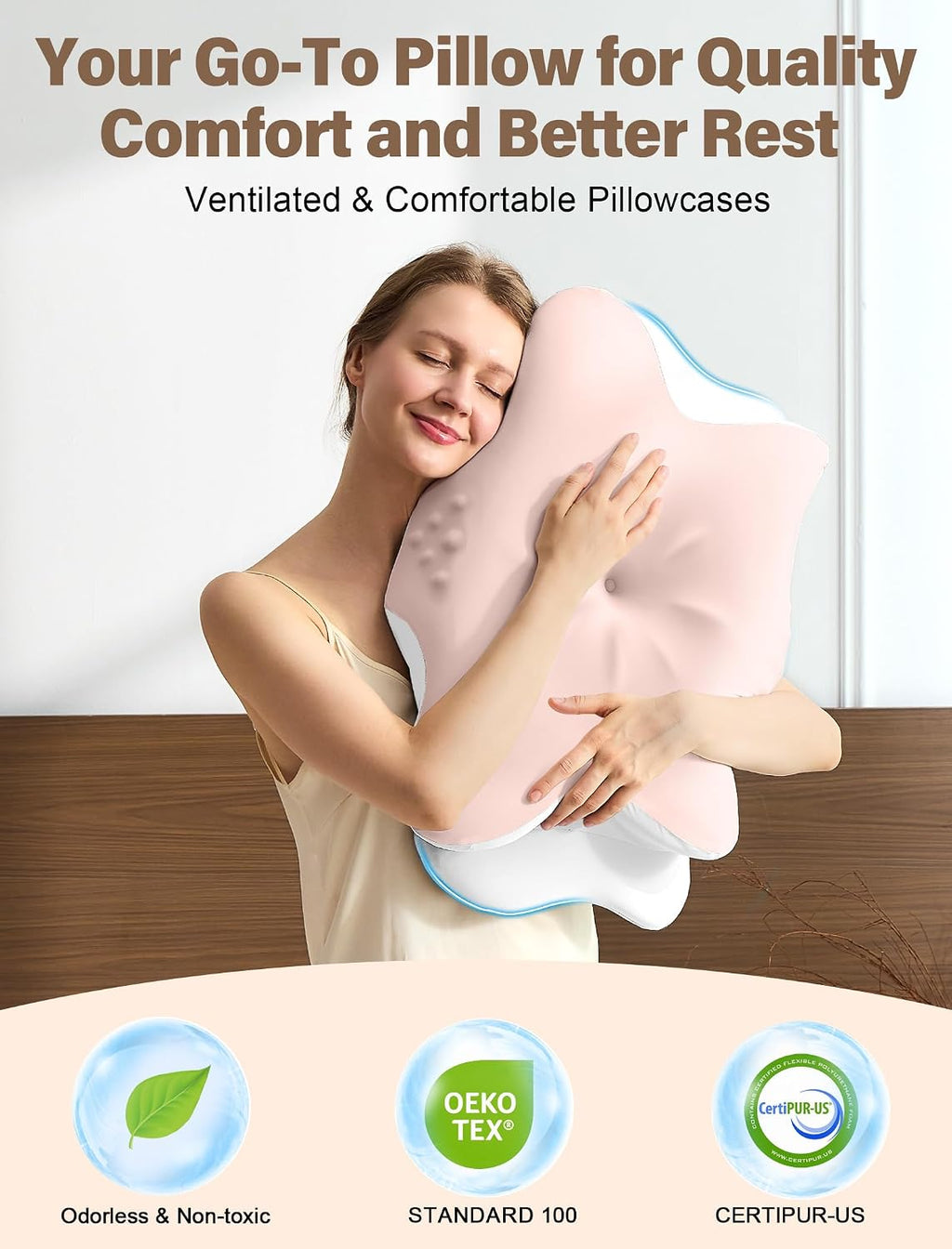 Vjasd Cervical Neck Pillow for – Ergonomic Memory Foam Pillow for Side Sleeper Contour Orthopedic Bed Pillow for Neck Support with Cooling…
