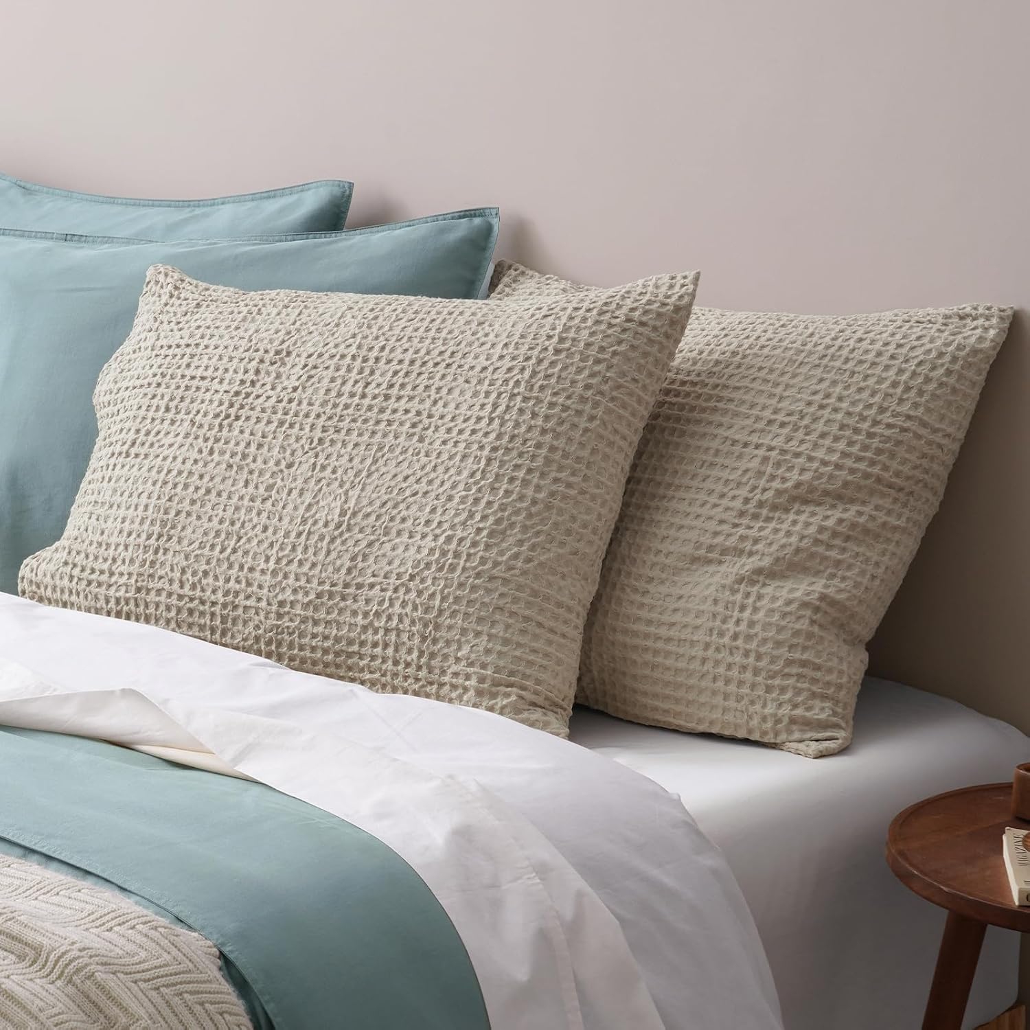 Phf Ultra Soft Waffle Weave Pillow Shams California King Size, No Insert, 2 Pack 20" x 40" Pillowcases, Breathable & Skin-Friendly Pillow Ca…