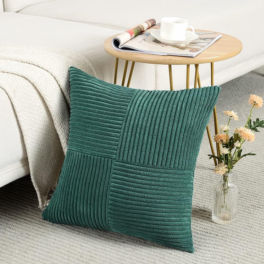 Fancy Homi 2 Packs Teal Samll Decorative Throw Pillow Covers 12x12 Inch with for Couch Bed Sofa, Rustic Farmhouse Boho Home Decor, Soft…