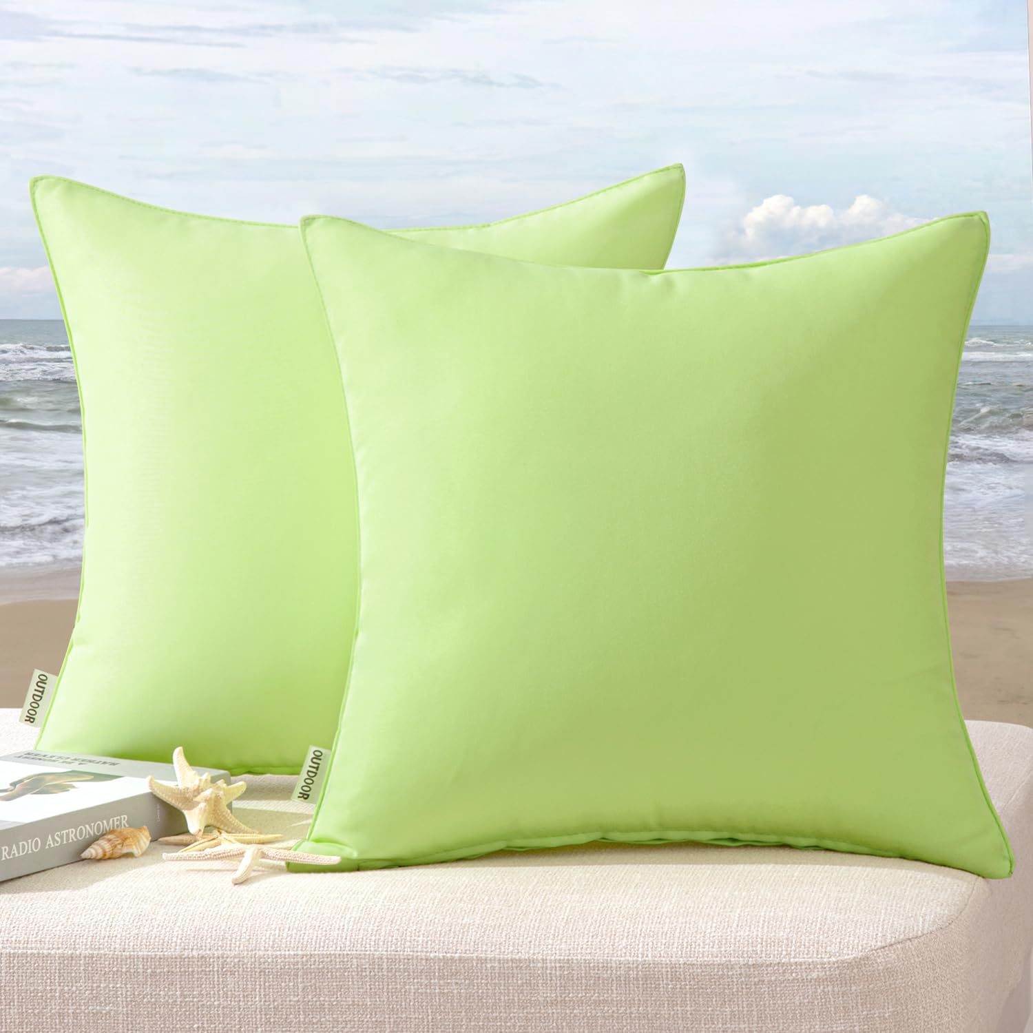 MIULEE Pack of 2 Decorative Outdoor Waterproof Pillow Covers Square Garden Cushion Sham Throw Pillowcase Summer Shell for Patio Tent…