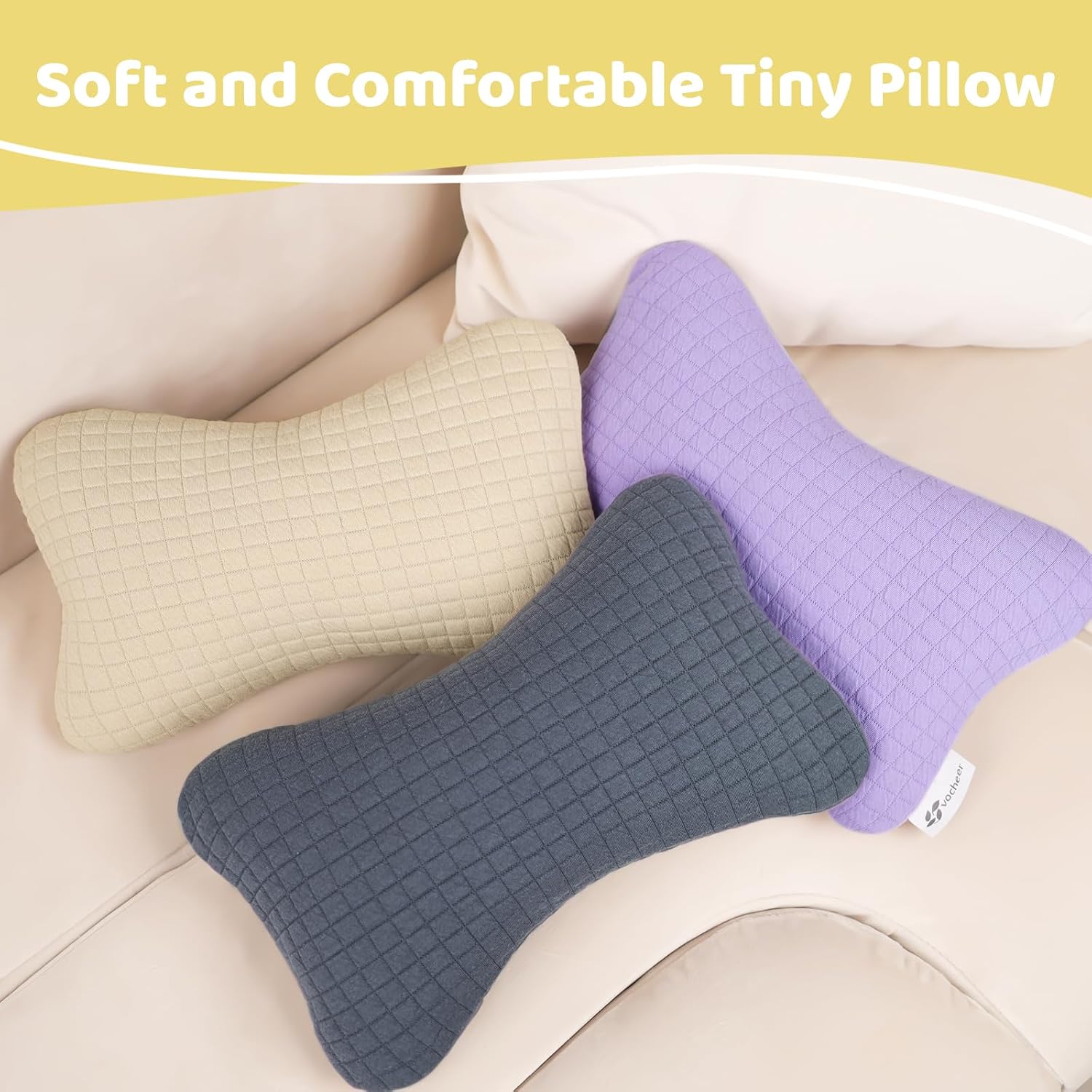 vocheer 11x7in Mini Travel Pillow, Small Pillows for Sleeping, Tiny Pillows for Neck, Wrist, Lumbar and Knee, Pets Pillow, Cotton, Cover…