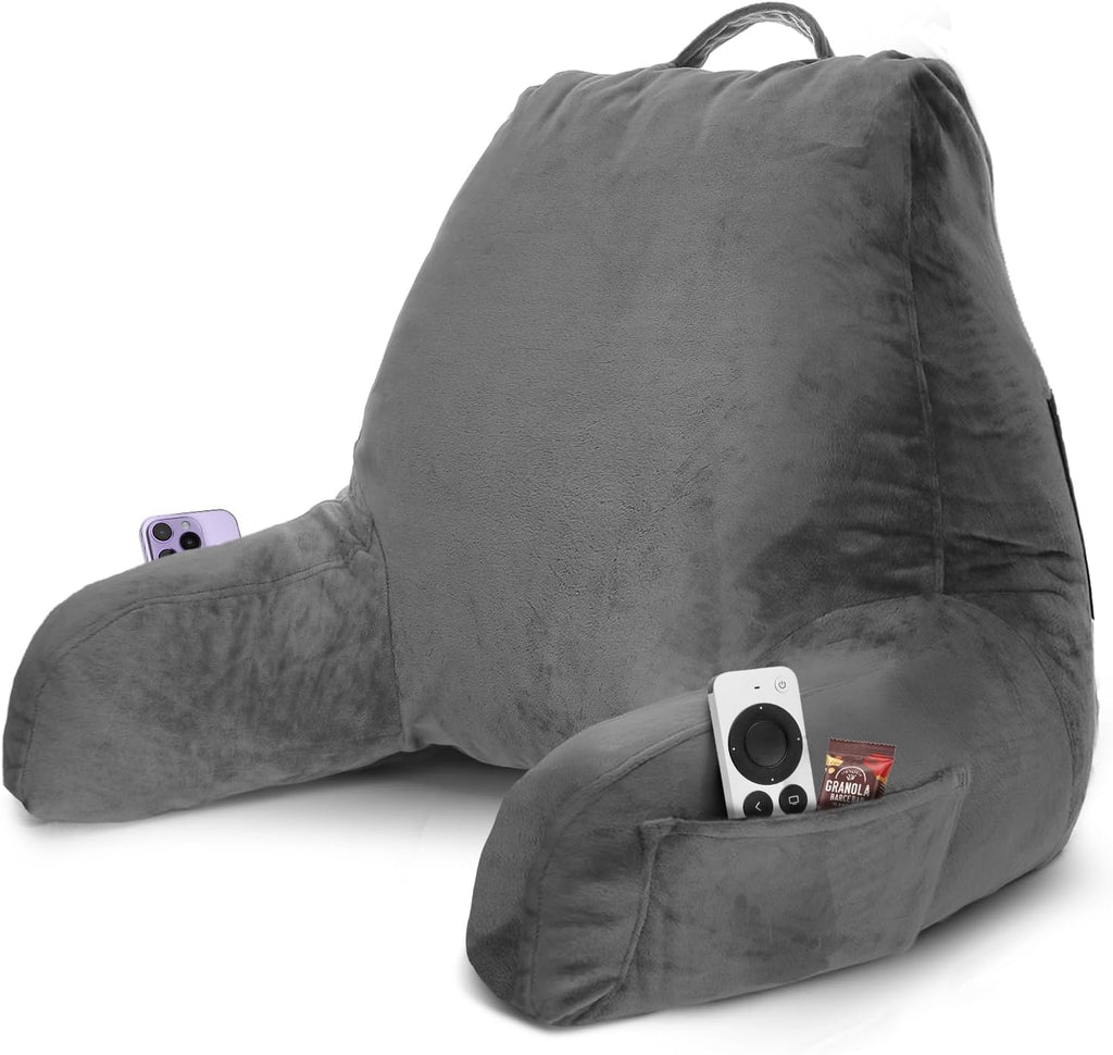 Nestl Reading Pillow with Shredded Memory Foam, Designed for Sitting Up in Bed and Couch, Back and Arms Adjustable Support for Adult &…