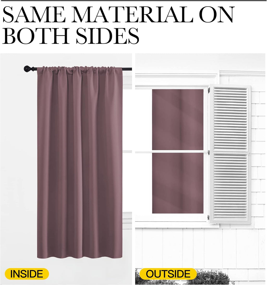 NICETOWN Kitchen Curtains, Short Blackout Curtains & Drapes, Small Window Draperies for Dining Room, Cupboard (Dry Rose, 42" W by 36" L…