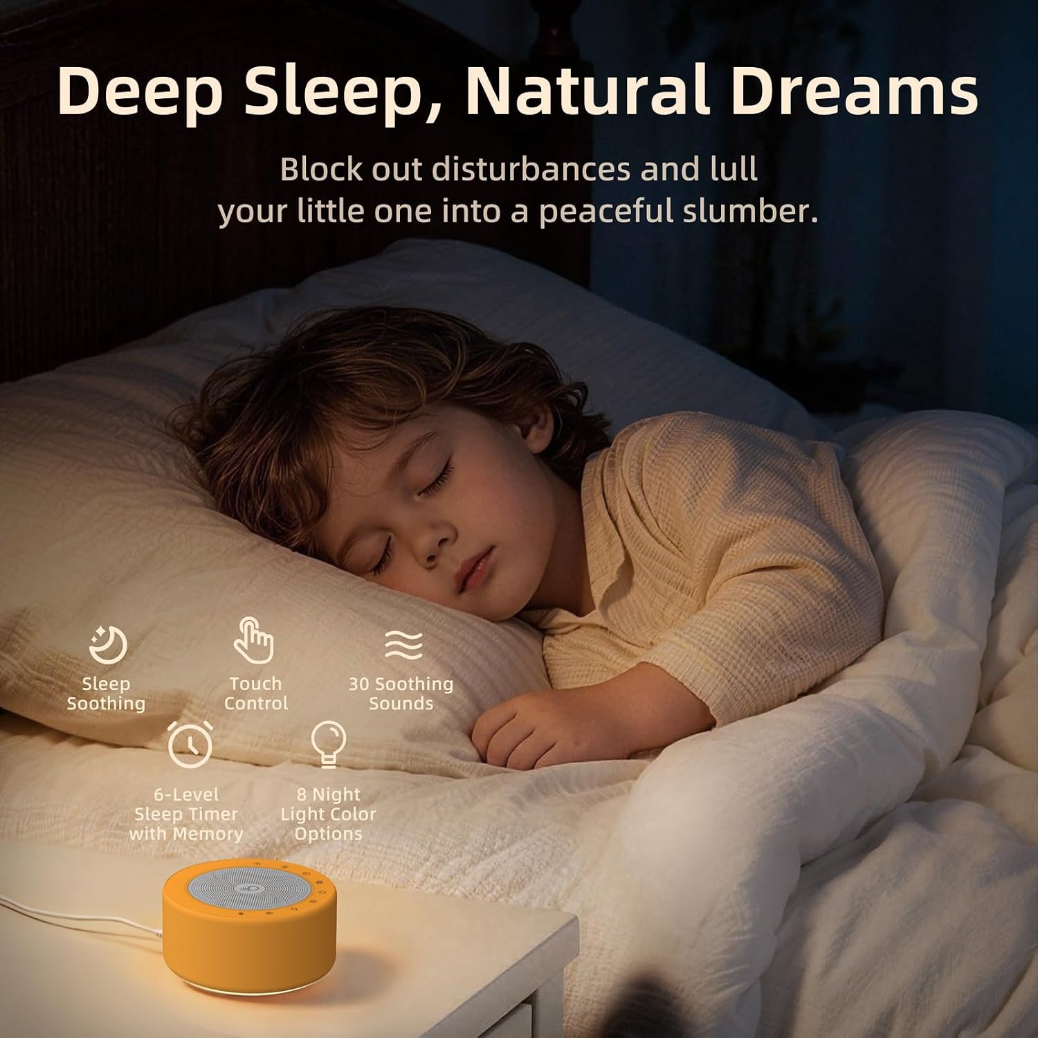 Kipcush White Noise Machine - Soft Non-Glare Nursery Lamp, 30 Soothing Sounds, 8 Color Lights, Max 8-Hour Timer for Baby & Adults…