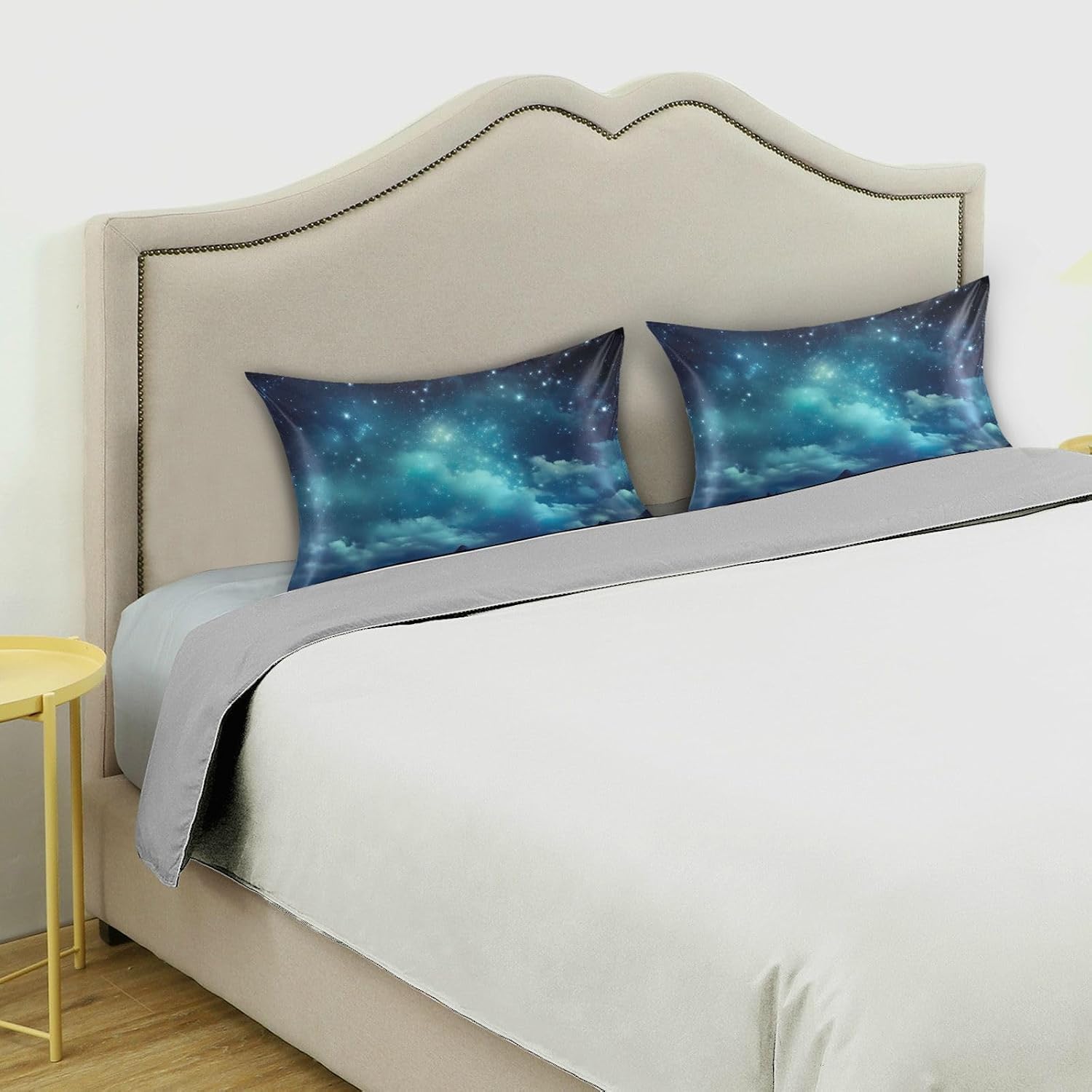 YETTASBIN Galaxy Satin Pillowcase, Soft Breathable Silk Pillow Case with Envelope Closure for Hair and Skin, King Size 40 x 20 Inch