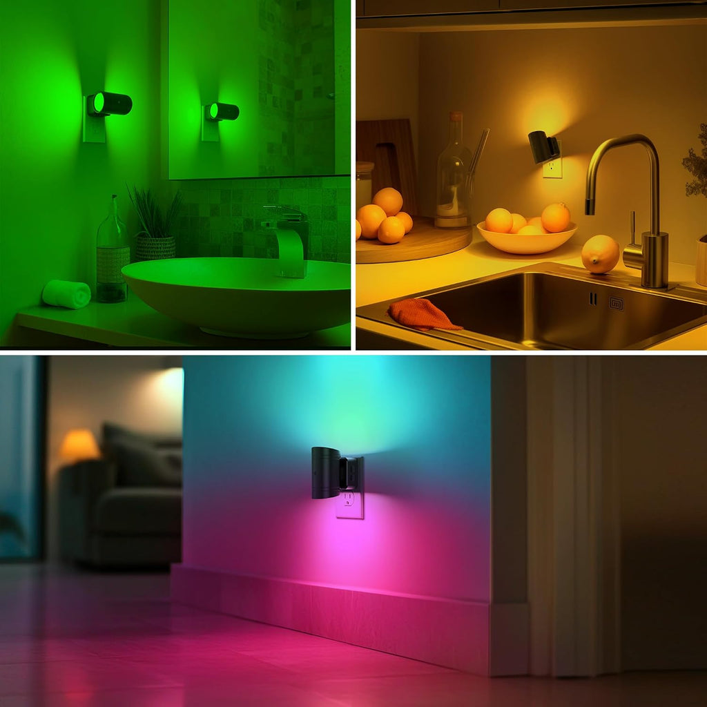 Briignite Night Lights Plug into Wall, 10-Color Changing RGB Night Light for Kids,180° Rotatable Plug in Nightlight with Dusk to Dawn…
