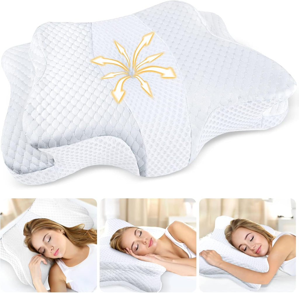 CHxxy Memory Foam Pillows, Cervical Pillow for Neck and Shoulder, Ergonomic Contour Bed Pillow, Soft for Side Sleep Stomach Sleeping and B…