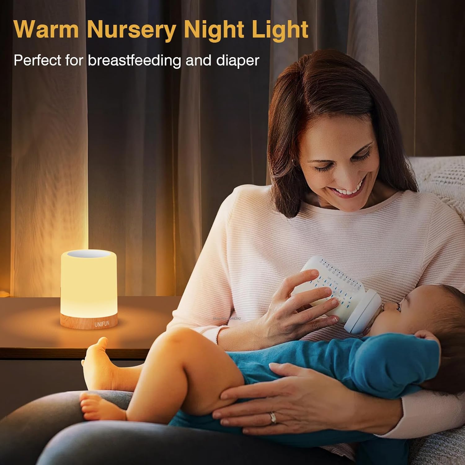 Unifun Touch Control Night Light - Rechargeable Bedside Table Lamp with Dimmable Warm White (2800K-3100K) & RGB Color Changing, Portable Co…