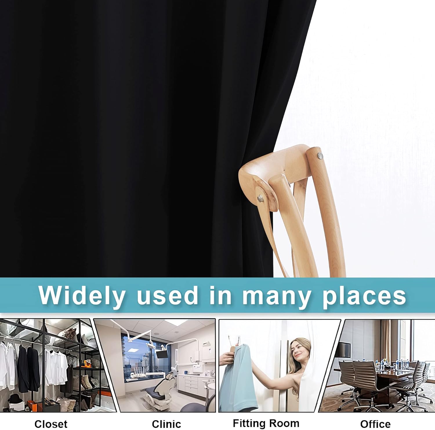 Rybhome RYB HOME Space Divider Wall Panel, Room Darkening Drape for Bedroom Furniture Protected Blackout Space Partition Curtain for Patio…