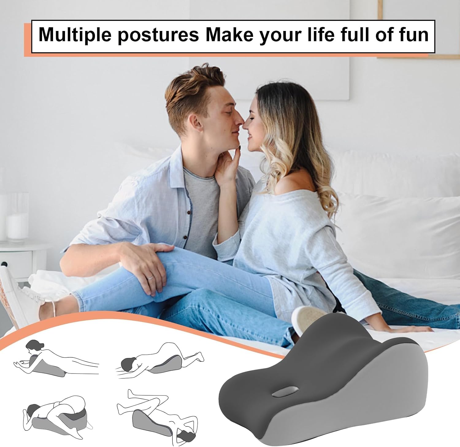 kaobbfacai Intimacy Support Wedge Pillow for Couples, Memory Foam Positioning Cushion for Back, Neck & Waist with Washable Cover, Po…