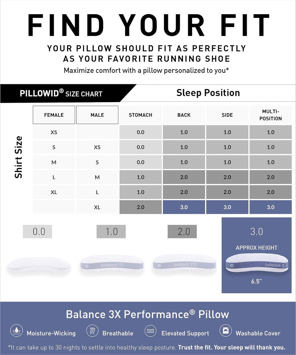 Bedgear Balance 3.X Cuddle Curve Performance Pillow – Extra Large Moisture Wicking Pillow for Sleeping, Lounging, Watching TV – Washable…