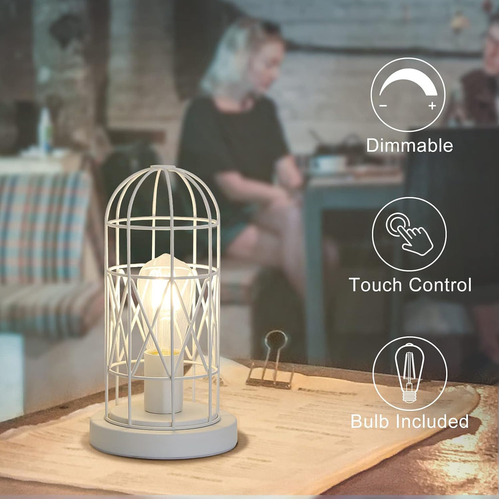 Seaside village Bedside Touch Lamp, Small Table Lamp for Bedroom Living Room, 3 Way Dimmable Modern Nightstand Lamp, Simple Desk Lamp…