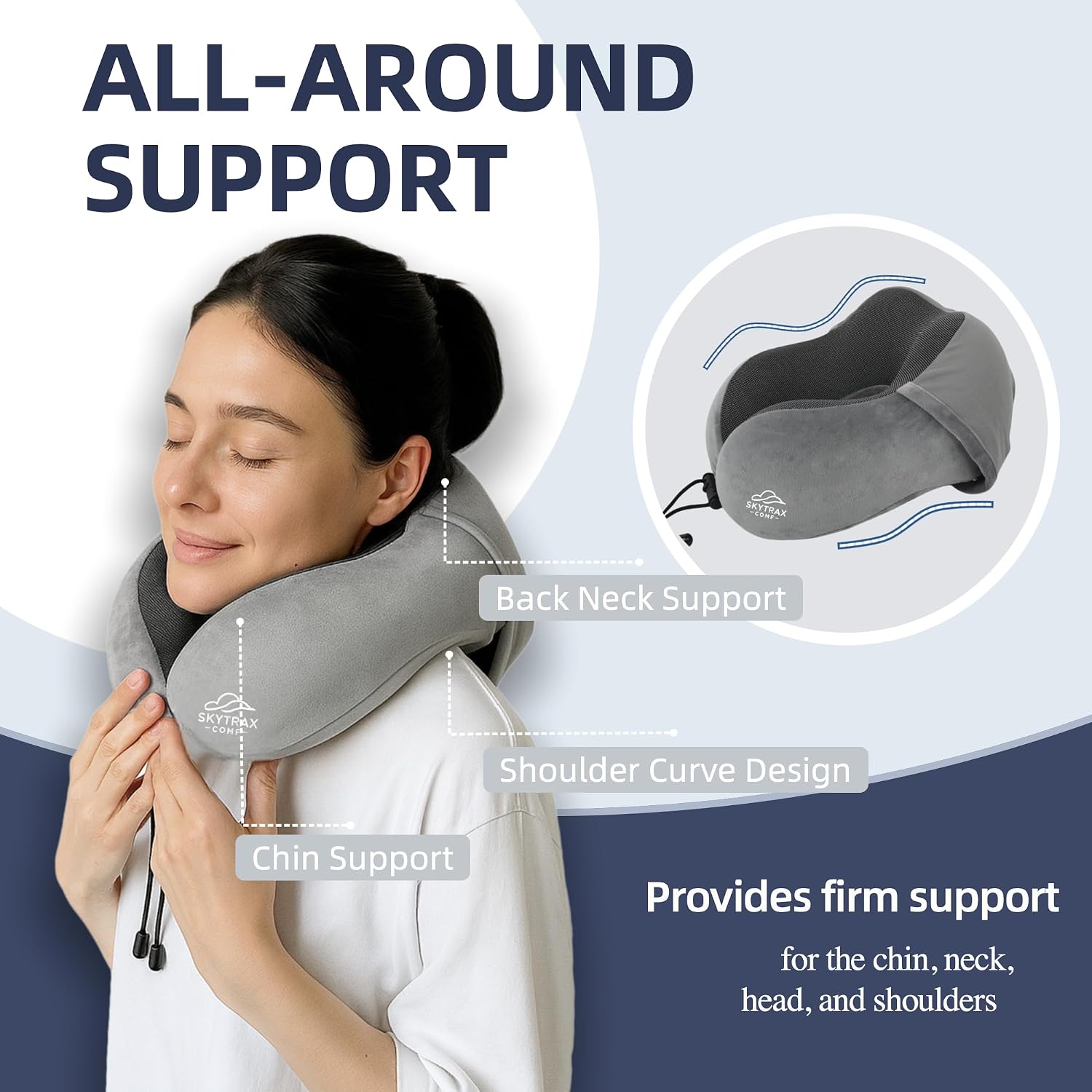 Travel Pillow with Extra Large Hood for Airplane Long Flights Privacy and Comfort Memory Foam with Velvet Cover for Road Trip Head&Neck…