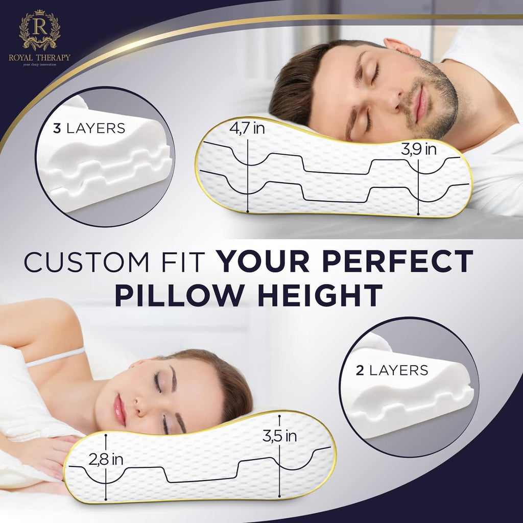 Royaltherapy Royal relaxation Memory Foam Pillow, Queen Neck, Contour Cervical Pillow, for Neck and Shoulder Pain, Side, Back and…