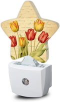 Snowmolle Vintage Tulips Nightlight, Spring Flowers Star Night Lights Plug into Wall Decorations for Bedroom Bathroom, Dusk to Dawn Sensor Ki…