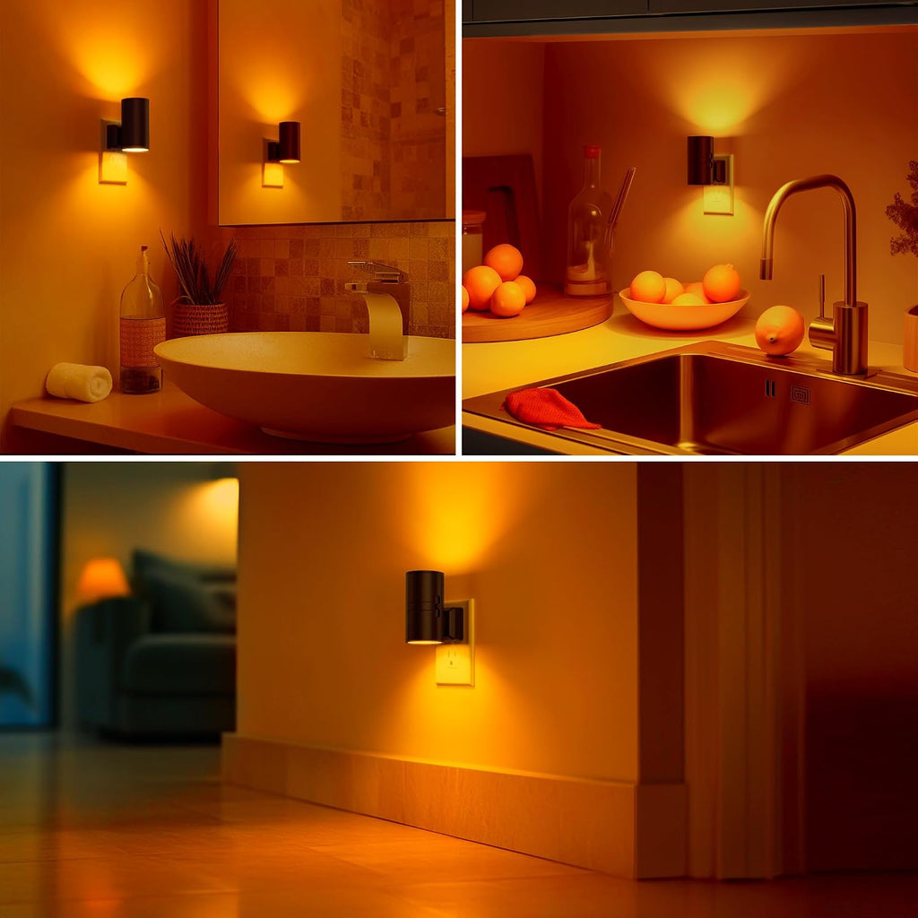 Briignite Night Lights Plug into Wall, Modern LED Night Light Plug in, Dusk to Dawn Sensor, Amber Night Light 0-100LM Adjustable…