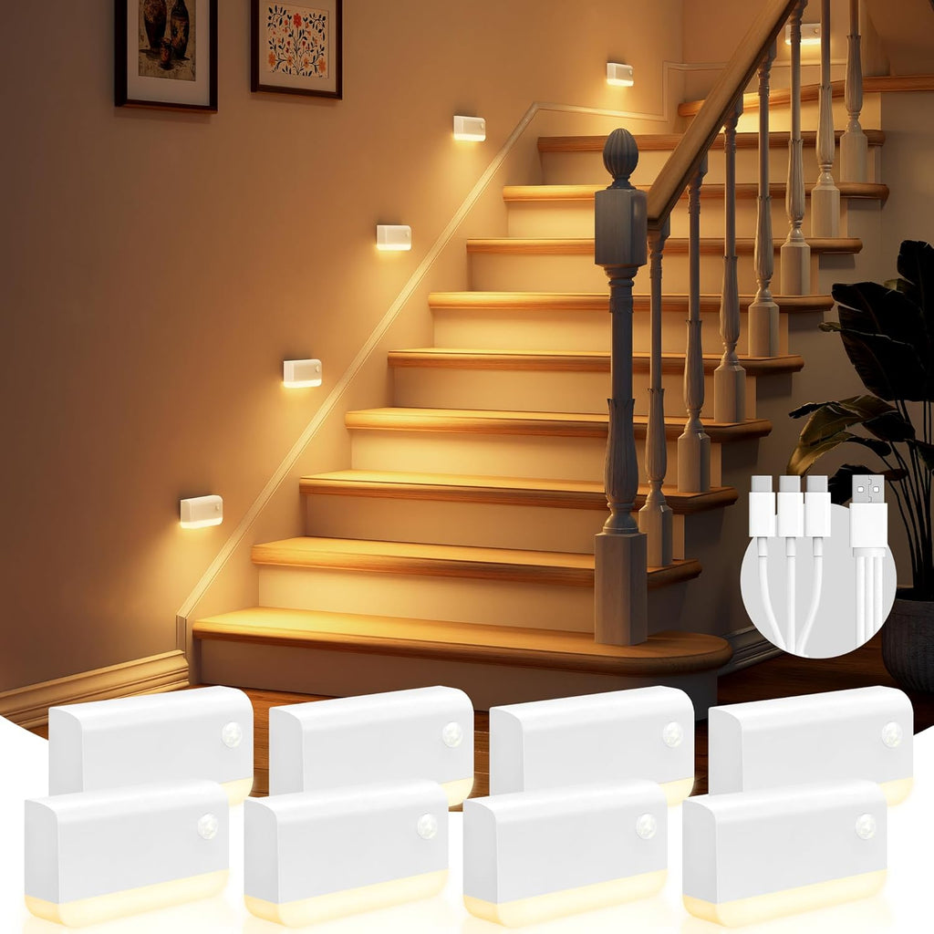 VOLISUN Motion Sensor Night Light, Rechargeable Stair Lights Indoor, Battery Operated Night Light for Hallway, Stairway, Bathroom…
