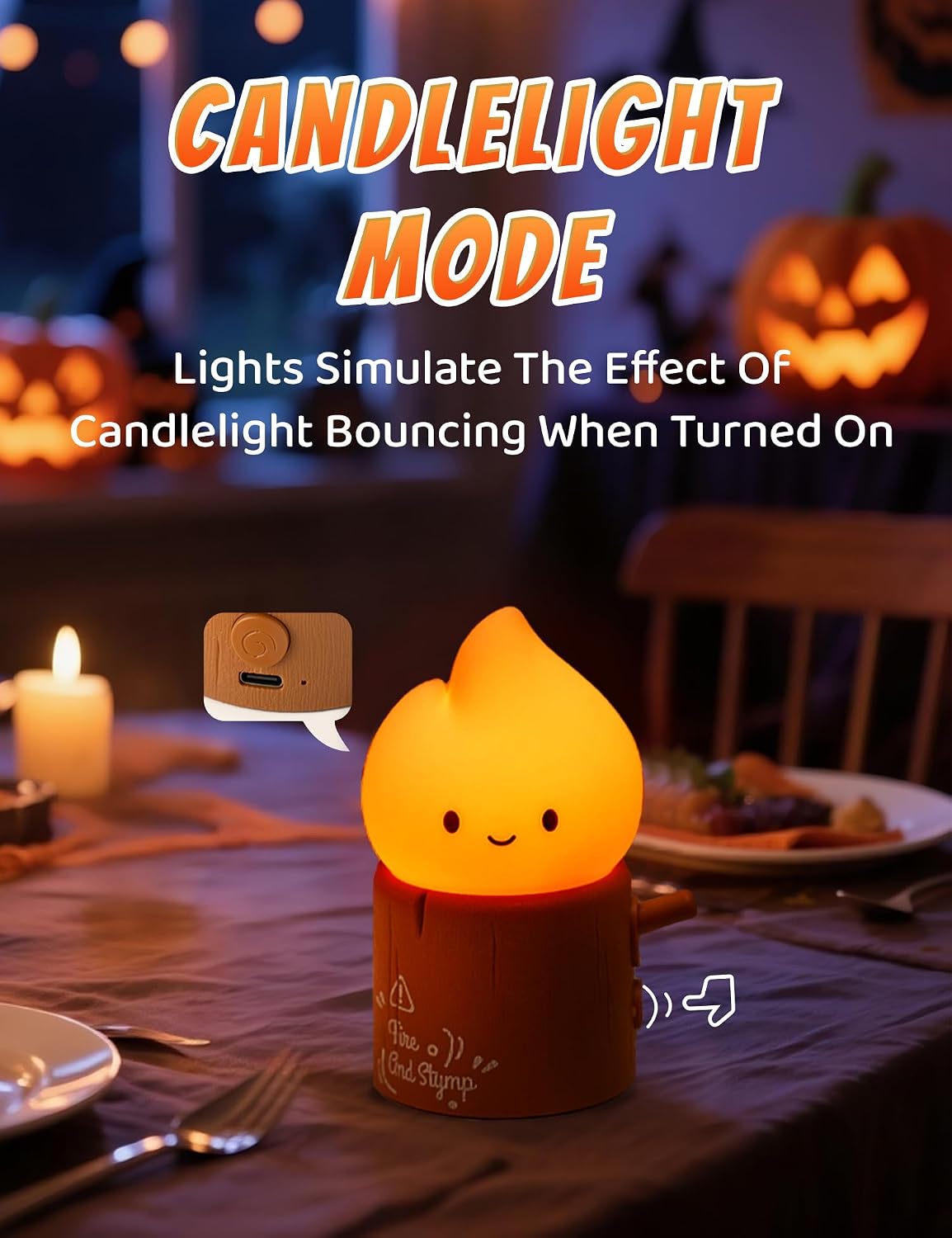 WANIDEA Flameless Candles Lamp, Cute Night Light, Torch Stump Light, LED Tea Lights Candles Rechargeable Night Light, Suitable for Kids…