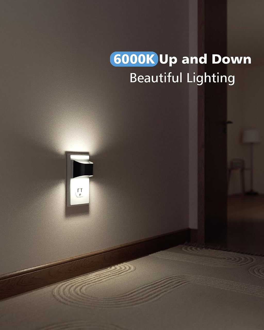 VOLISUN LED Night Light Cool White, 4 Pack Up and Down Night Lights Plug into Wall with Dusk to Dawn Light Sensor, 6000K Nightlight for…