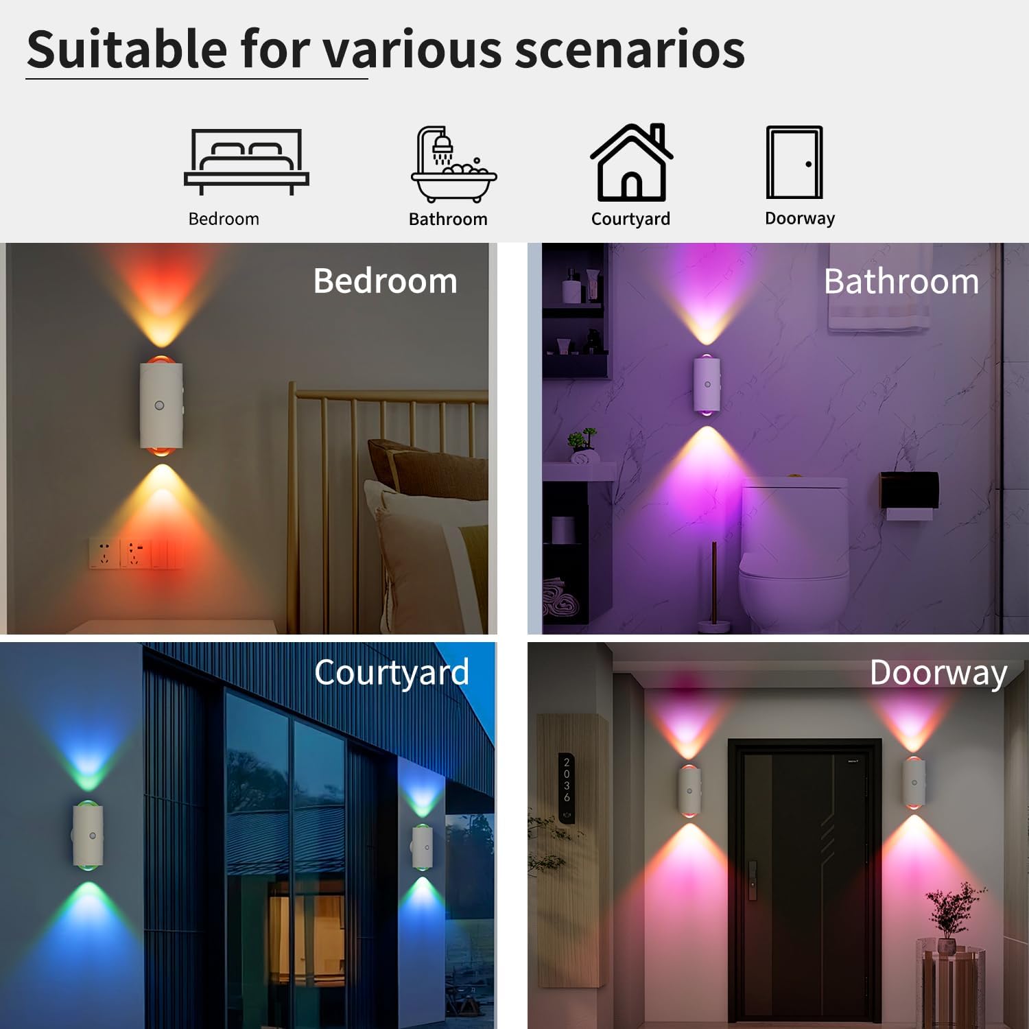 LED Motion Sensor Night Light, 7 Colors Rechargeable Battery Stair Light, Wireless Magnetic Wall Lamp, Cordless LED Wall Night Lights for…
