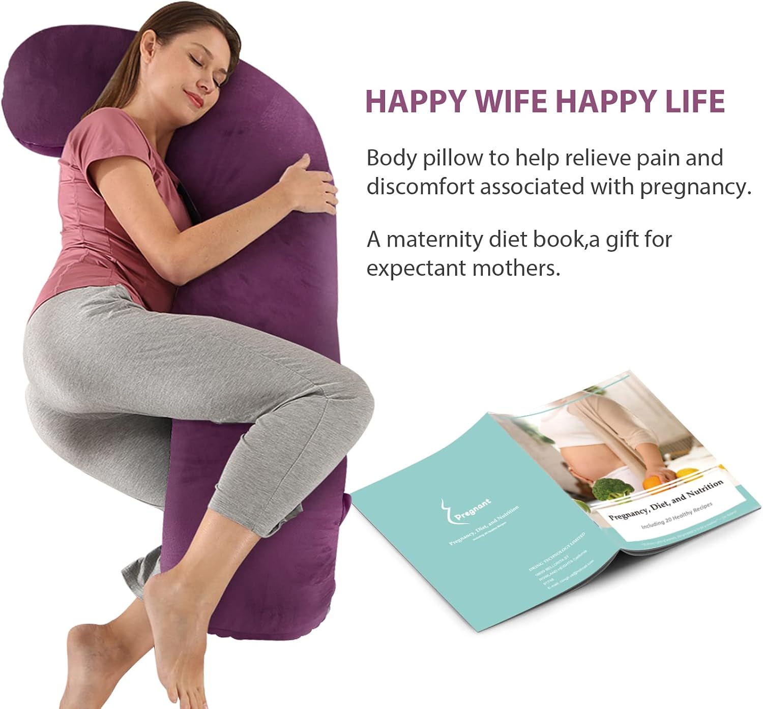 BATTOP Pregnancy Pillows for Sleeping, Maternity Body Pillow with Washable Cover, New Mom Gifts for Women, Support for Back, HIPS, Legs, Belly…