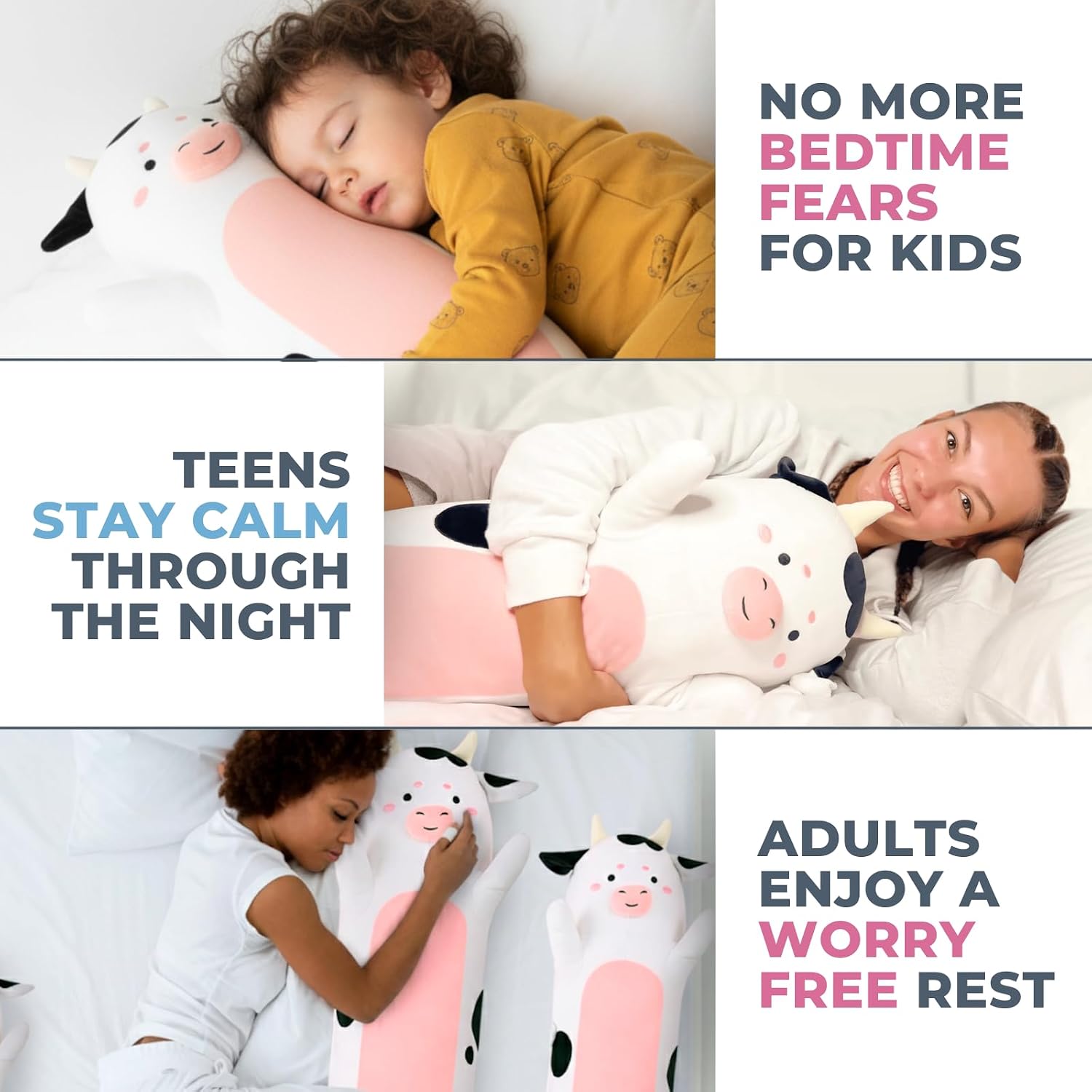 CuddlePaws Cuddle Paws Cow Print Plush Body Pillow for Kids | Long Stuffed Animal Cuddle Pillow | Soft Hugging Toy | Plushie Gift for Girls…