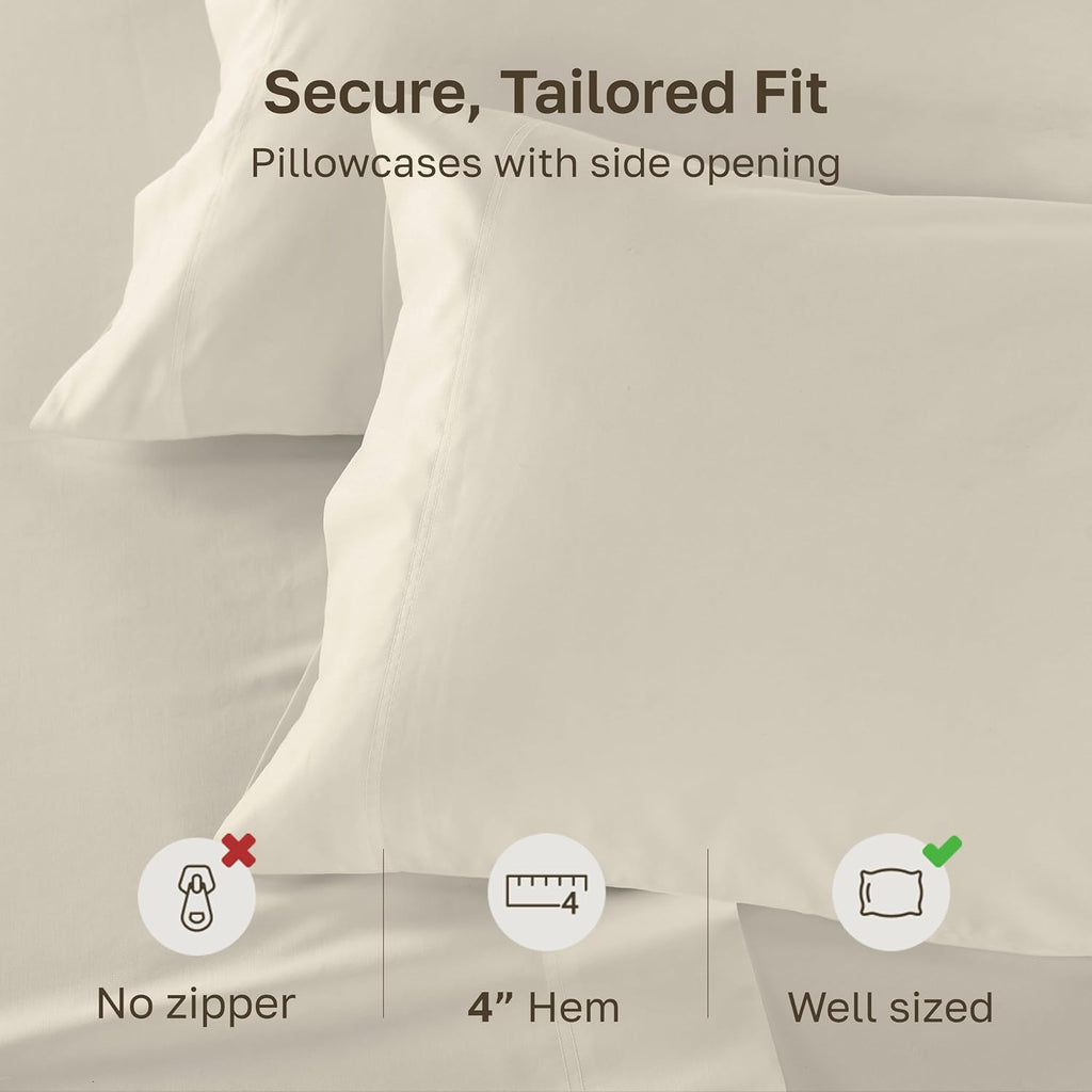 CaliforniaDesignDen Luxuriously Soft 600 Thread Count, 100% Cotton Set of 2 Cases, Crisp King Size Pillow Case Set of 2, Fits King Pillows…