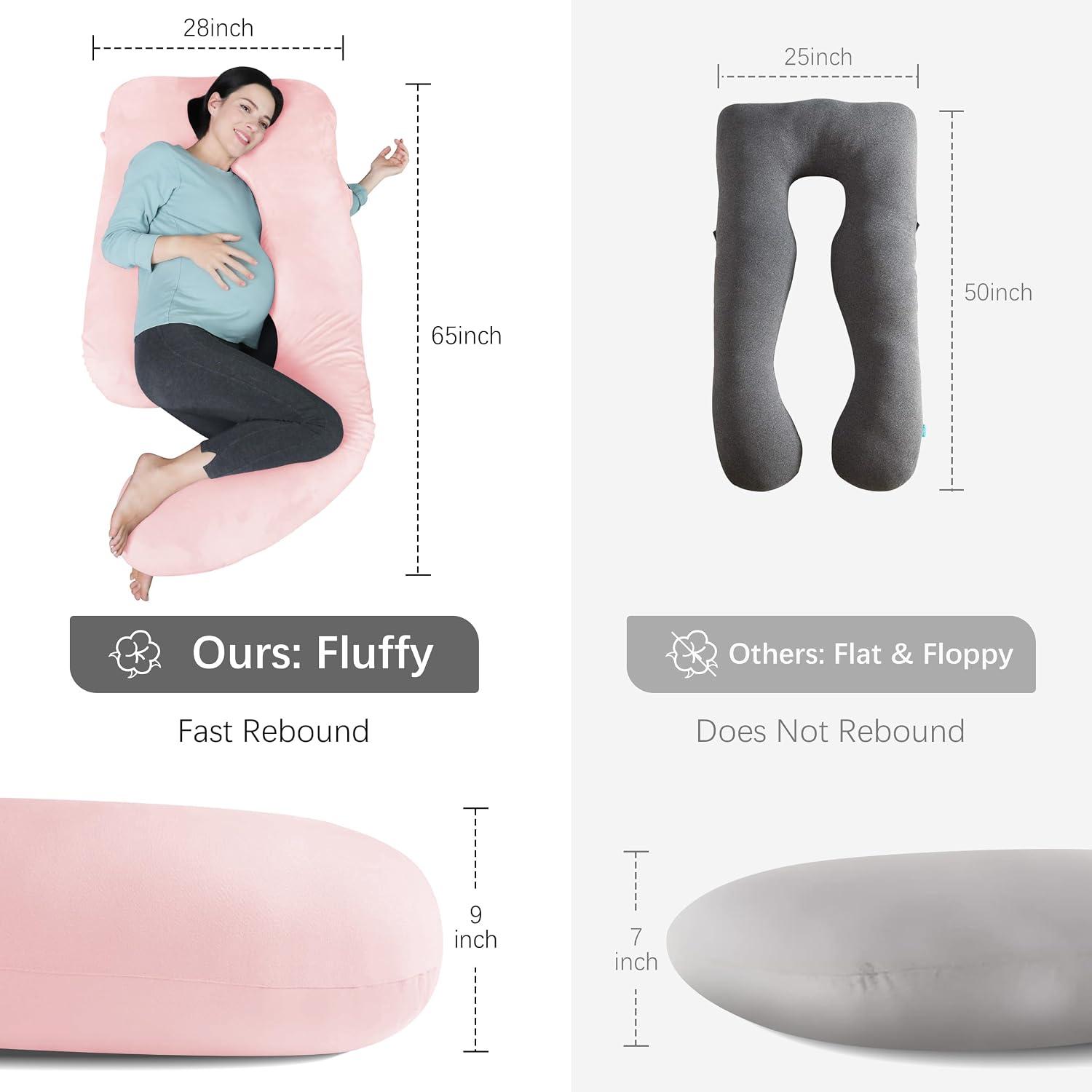 Moonpark MOON PARK Pregnancy Pillows for Sleeping - U Shaped Full Body Maternity Pillow with Removable Cover - Support for Back, Legs, Bell…