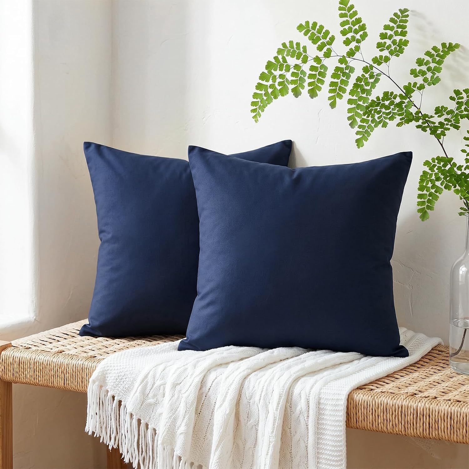 Thmyo 4-Pack 100% Cotton Comfortable Solid Decorative Throw Pillow Case Square Cushion Cover Pillowcase Sublimation Blank Pillow Covers Chr…