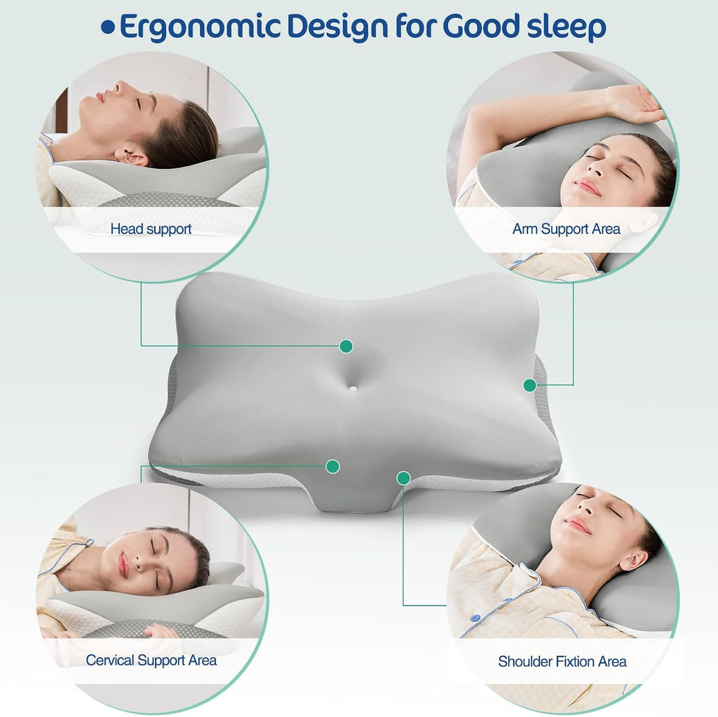 Joyenergy Cervical Pillow for Neck and Shoulder, Ergonomic Memory Foam Contour Pillow with Adjustable Dual Heights, Breathable Pillowcase,…