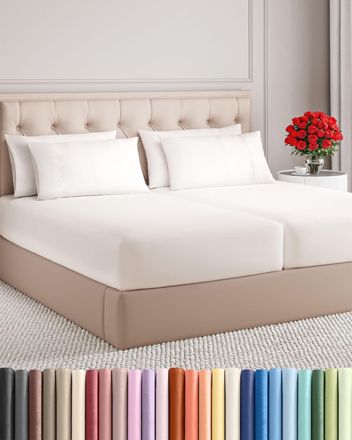 Split King 7 Piece Sheet Set - Comfy, Breathable & Cooling - Soft Hotel Luxury Bedding for Women, Men, Kids, Teens & Children - 1 Flat &…