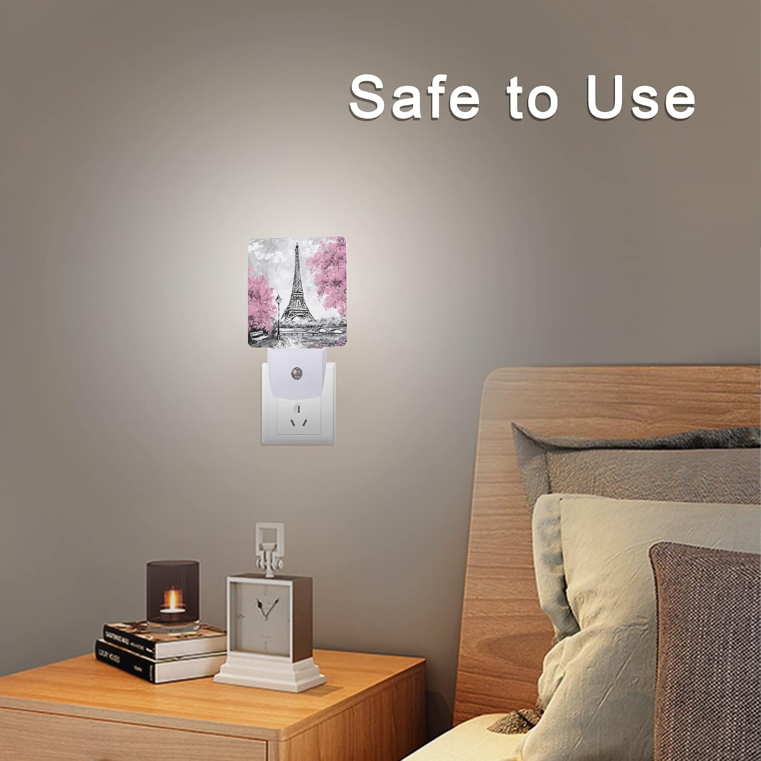 Eiffel Tower Paris Pink Flower Night Light Plug-in LED Nightlights Auto Sensor Night Lamp Dusk-to-Dawn Lamp Home Decor for Nursery…