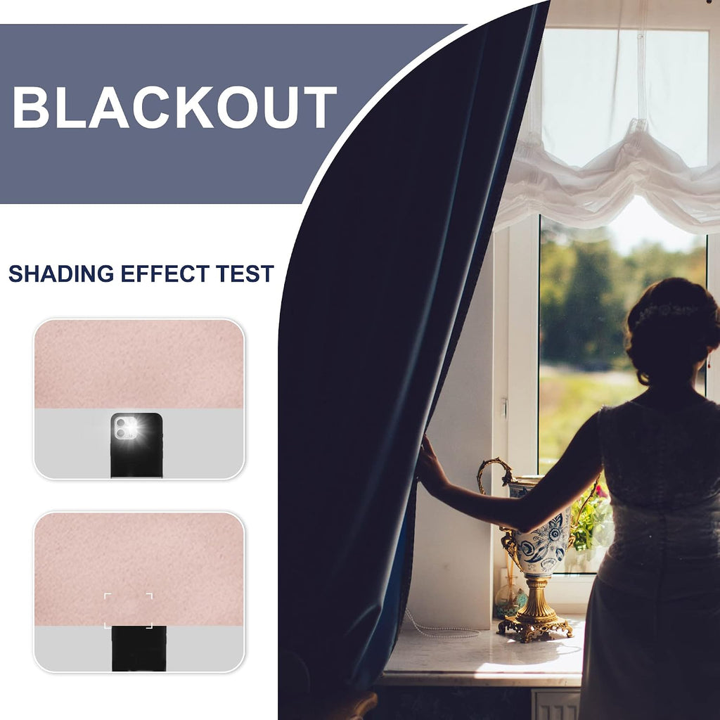 Jiuzhen Blush Pink Blackout Curtains for Bedroom - Thermal Insulated Room Darkening Rod Pocket Curtains for Living Room, Set of 2 Panels wi…