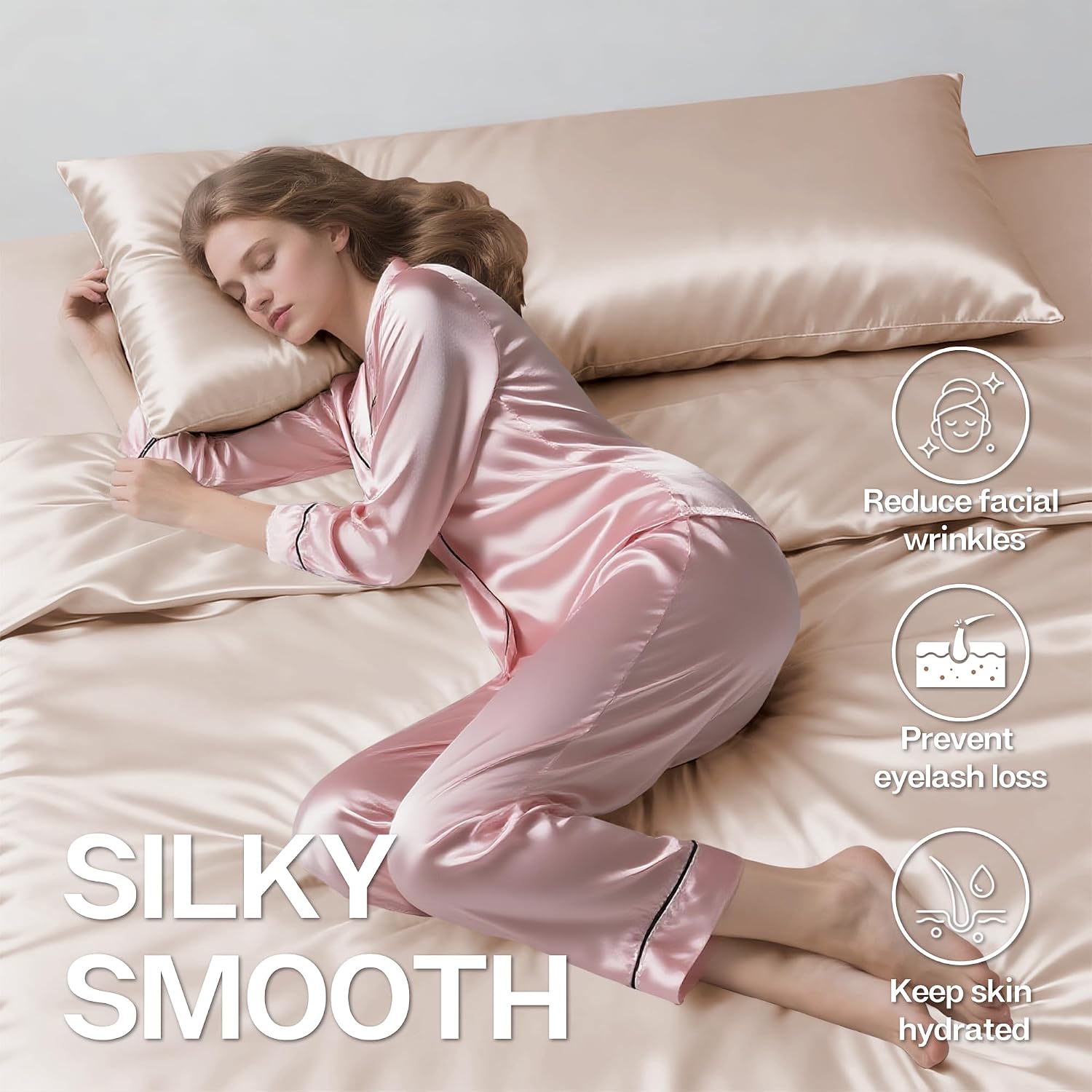 MR&HM Satin Body Pillow Cover, Soft and Breathable Body Pillow Case with Envelope Closure, Cooling and Silky Long Pillowcase for Hair and…