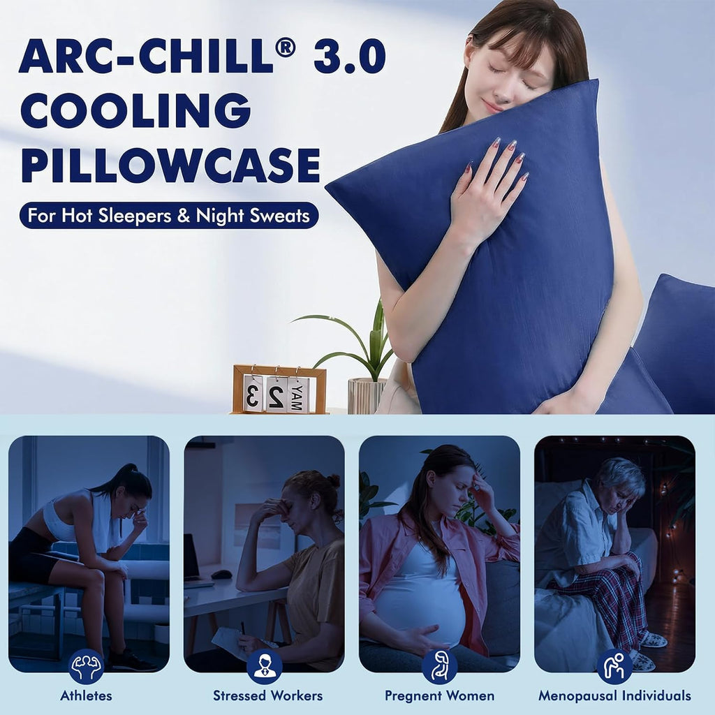 Elegear Cooling Pillow Cases for Hot Sleepers, Silver Infused Cooling Pillowcase with Q-Max>0.5, Silky Breathable Pillowcases for Hair & Sk…