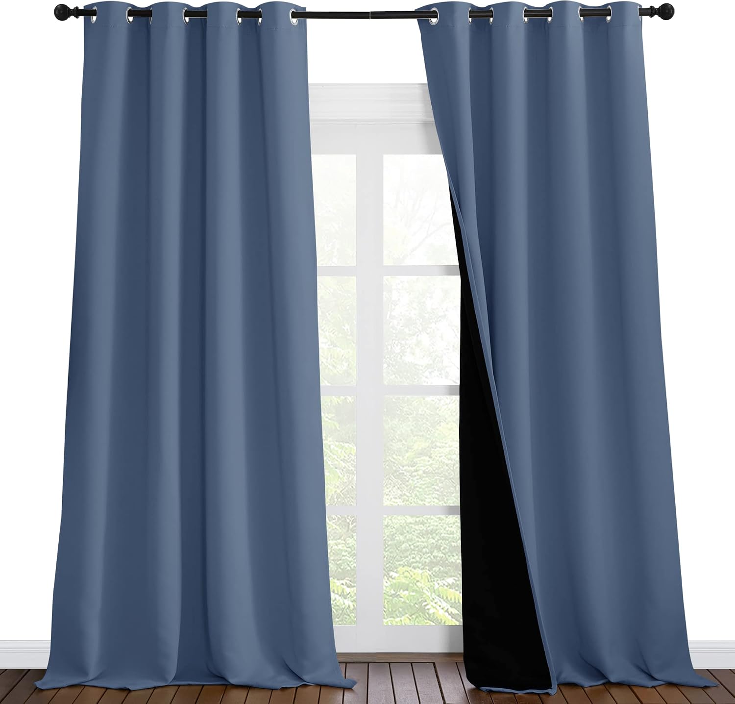 Nicetown Insulated 100% Blackout Curtains, Noise Reducing Performance Drapes with Black Lining, Full Light Blocking Draperies for Overnight…
