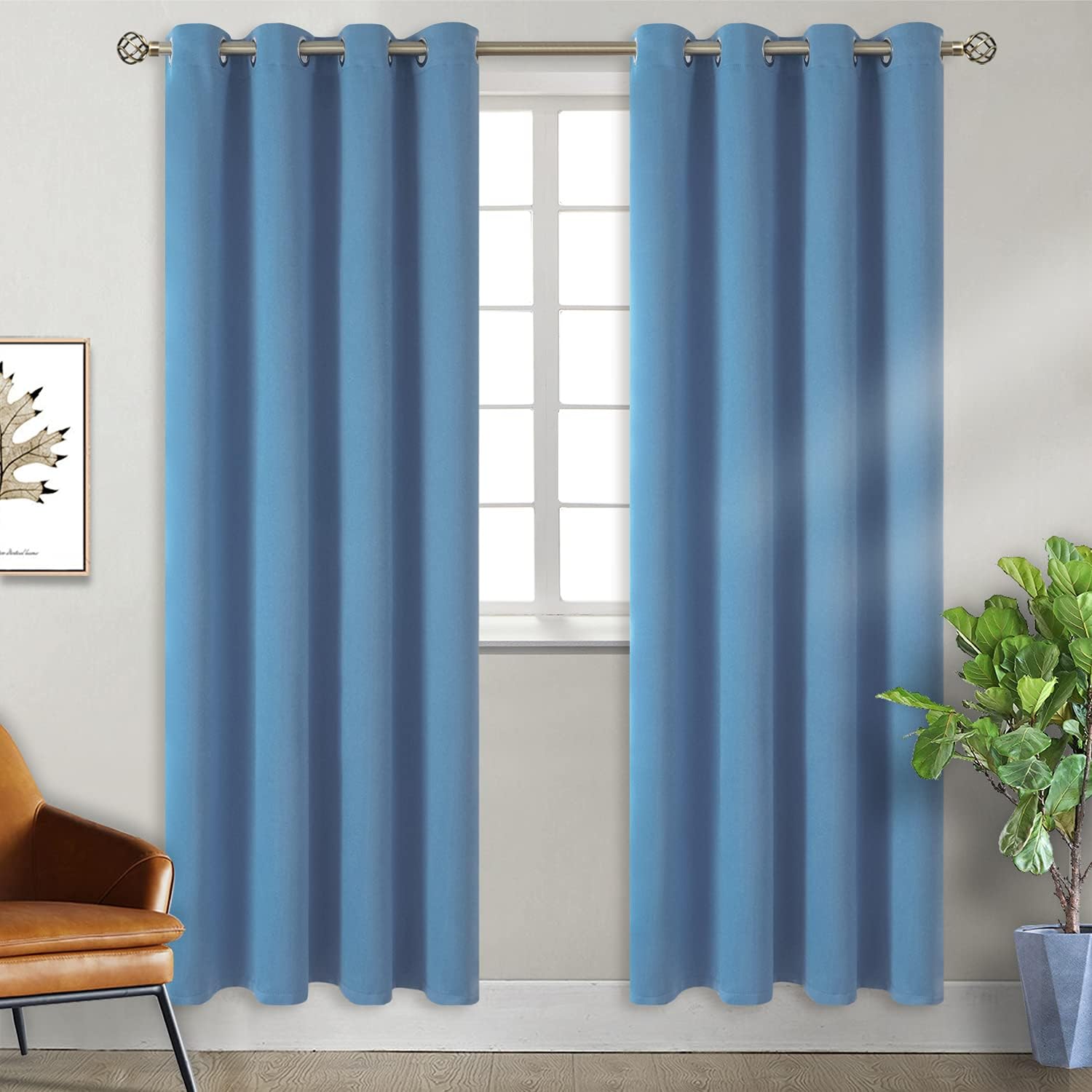 BGment Blackout Curtains for Bedroom - Grommet Thermal Insulated Room Darkening Curtains for Living Room, Set of 2 Panels, Each 55 x 96 Inc…