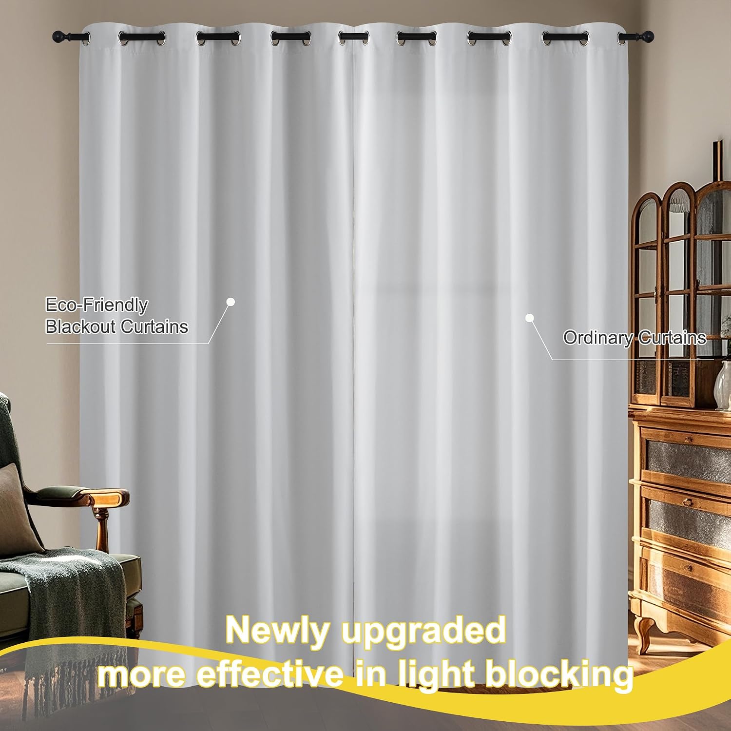 NICETOWN 100% Blackout Short Curtains for Bedroom 63 Inches Long, Grommet Top Living Room Drapes, Thermal Insulated Blackout Curtains 2…