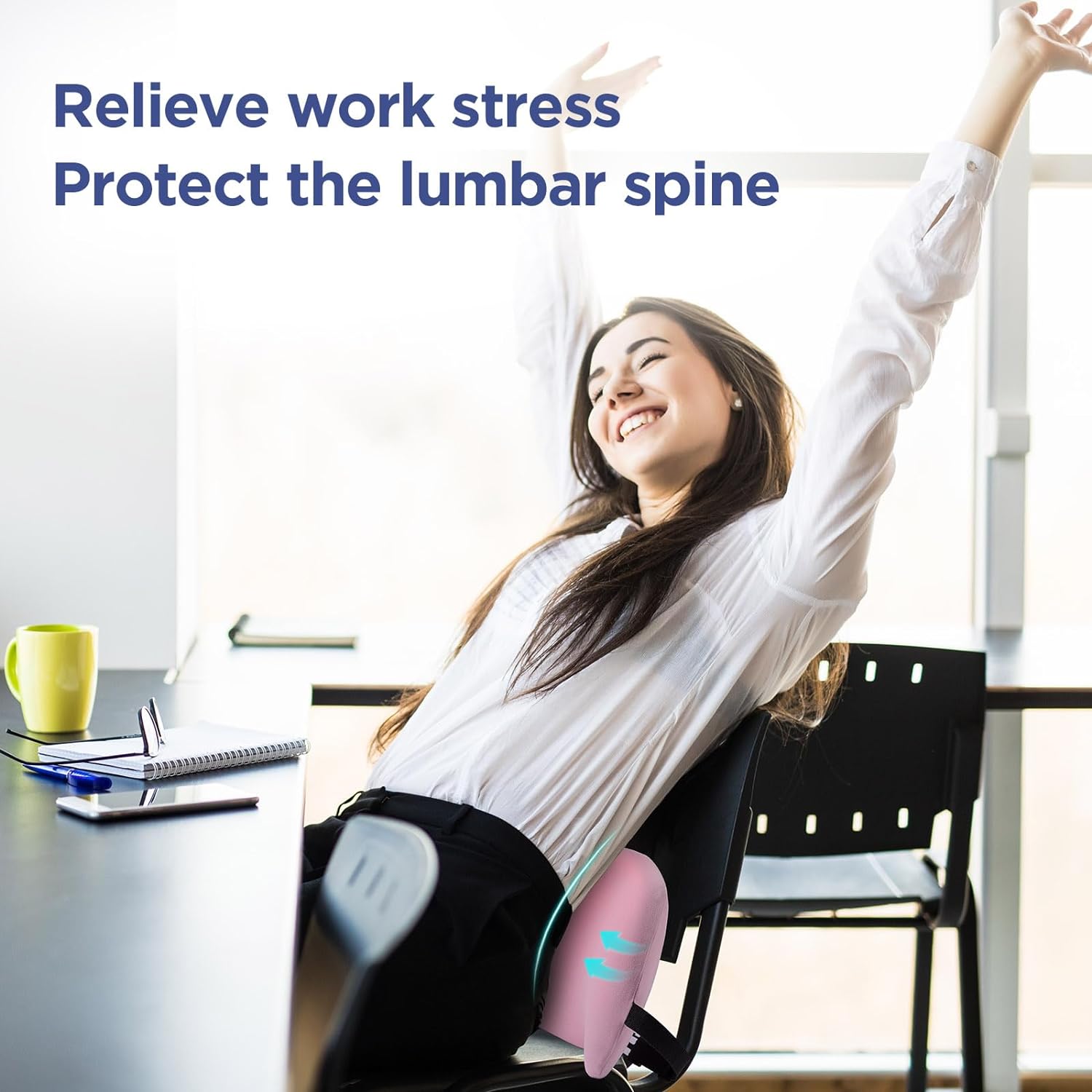 Bymecost Lumbar Support Pillow for Office Chair, Car Lumbar Pillow Lower Back, Memory Foam Back Cushion with Adjustable Straps, Ergonomic…