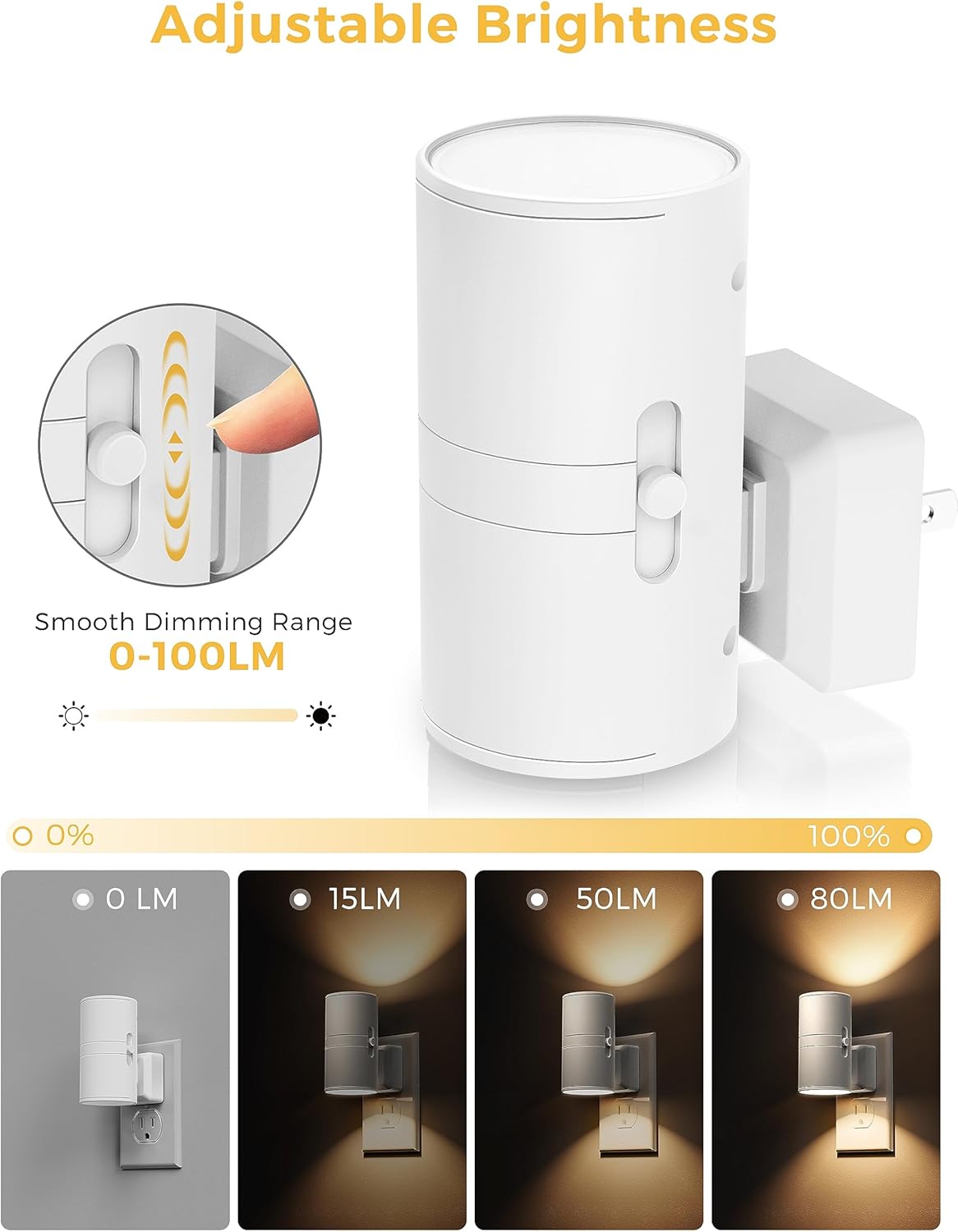 L LOHAS LED Night Light, Night Lights Plug into Wall, Dimmable Nightlight, 3000K Soft Light with Light Sensor, White Shade Nightlights…