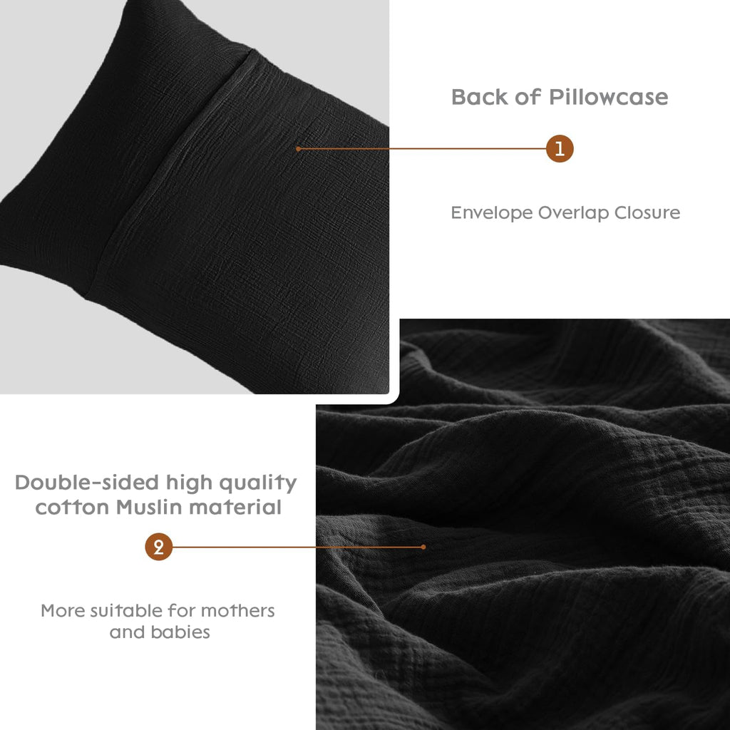 DefineCozyHealthyLife SE SOFTEXLY Muslin Pillowcases King Size 100% Cotton, 2 Pack Linen Like Pillow Shams with Envelope Closure, Ultral So…