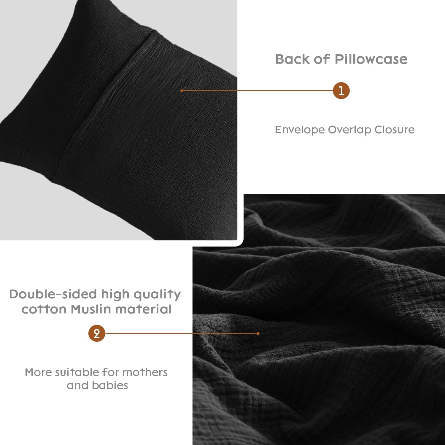 DefineCozyHealthyLife SE SOFTEXLY Muslin Pillowcases King Size 100% Cotton, 2 Pack Linen Like Pillow Shams with Envelope Closure, Ultral So…