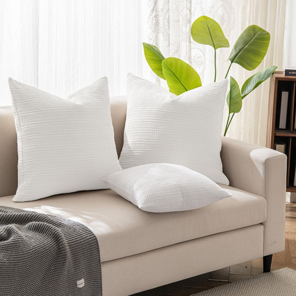 Cocoploceus 24x24 Pillow Covers Set of 2 Off White Euro Shams Boho Decorative Throw Pillow Covers Cotton Large Square Pillowcase for Couch…