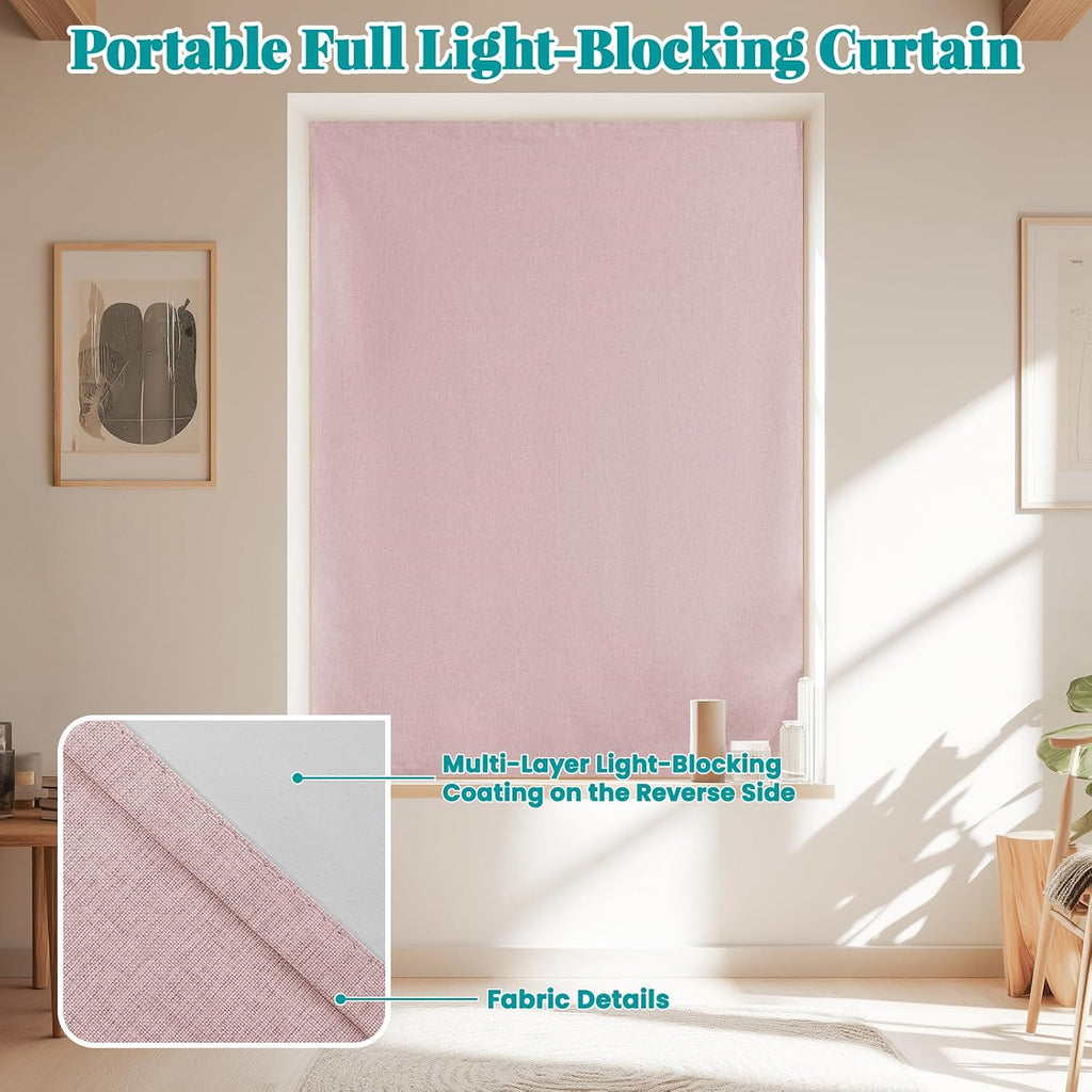 100% Blackout Self Adhesive Curtains- Stick on Curtains Shades Window Blinds Curtain No Rod Needed Easy to Hang Curtain, Use for Bedroom…