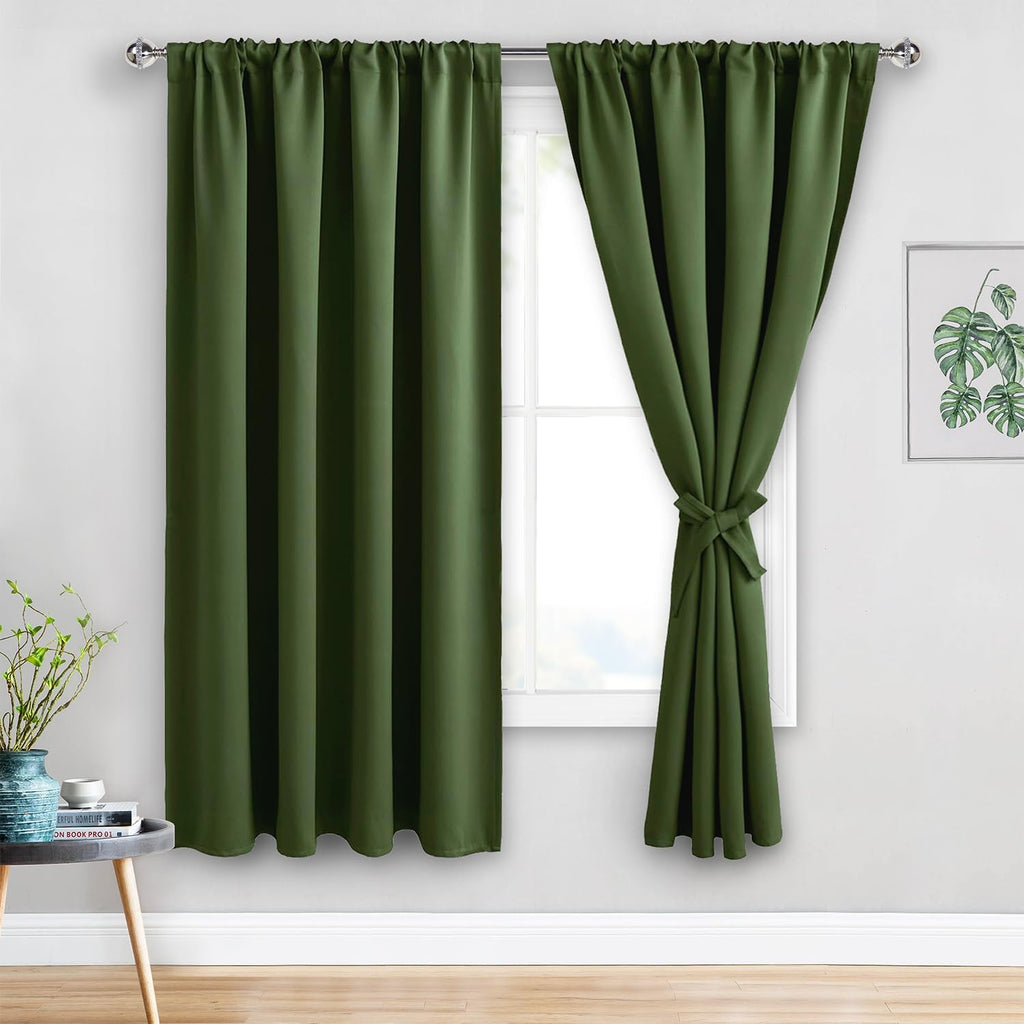 Jiuzhen Christmas Blackout Curtains for Bedroom - Thermal Insulated Room Darkening Noise Reducing, 52 x 63 Inch Length Curtains for Living…