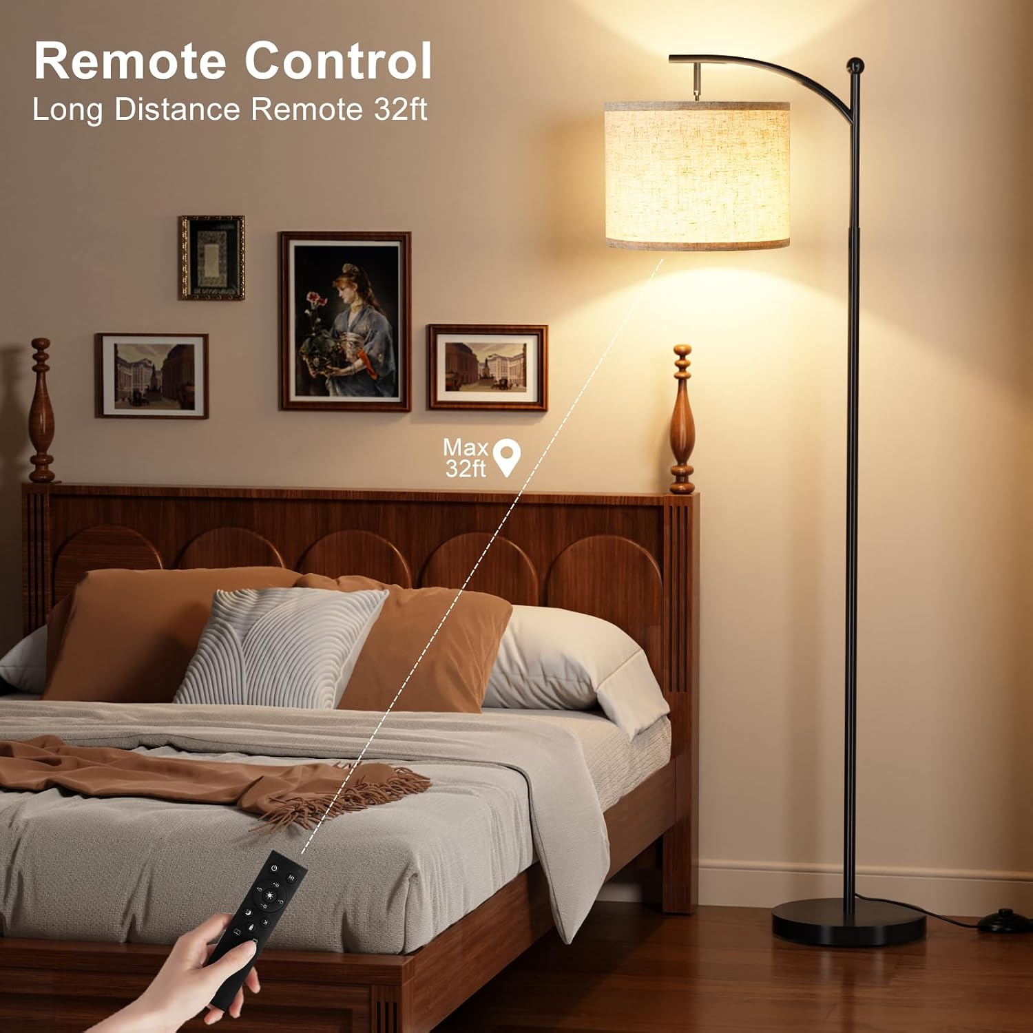Ambimall 60" Floor Lamp with Remote Control and Stepless Dimmable Bulb, Colors Temperature & Brightness Adjustable, Modern Floor Lamps…
